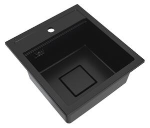 Gamma Quadro 4550, 1 rekeszes gránit mosogató 450x495x220 mm, fekete, GMA-ZLE000217