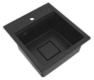 Gamma Quadro 4550, 1 rekeszes gránit mosogató 450x495x220 mm, fekete pettyes, GMA-ZLE000218