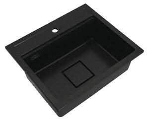 Gamma Quadro 5850, 1 rekeszes gránit mosogató 580x495x220 mm, fekete-arany, GMA-ZLE000232