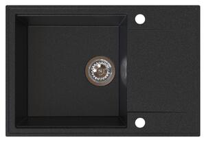SINK Quality Quality Sink55 mosogató, gránit konyhai mosogató 680x460x215 mm + króm szifon, grafit, SKQ-SINK.G.1KDO.X