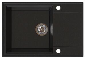 SINK Quality Quality Sink55 mosogató, gránit konyhai mosogató 680x460x215 mm, fekete, arany pöttyökkel, SKQ-SINK.L.1KDO