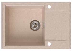 SINK Quality Quality Sink55 gránit mosogató, 680x460x215 mm + króm szifon, bézs, SKQ-SINK.P.1KDO.X