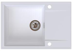SINK Quality Quality Sink55 gránit mosogató, 680x460x215 mm + króm szifon, fehér, SKQ-SINK.W.1KDO.X