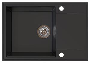SINK Quality Quality Sink55 mosogató, gránit konyhai mosogató 680x460x215 mm, fekete, SKQ-SINK.C.1KDO
