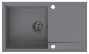SINK Quality Quality Sink55 mosogató, gránit konyhai mosogató 780x460x215 mm + grafit szifon, szürke, SKQ-SINK.D.1KDOL.XB