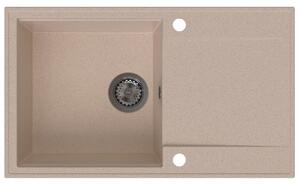 SINK Quality Quality Sink55 gránit mosogató, 780x460x215 mm + grafit szifon, bézs, SKQ-SINK.P.1KDOL.XB