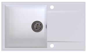 SINK Quality Quality Sink55 mosogató, gránit konyhai mosogató 780x460x215 mm + grafit szifon, fehér, SKQ-SINK.W.1KDOL.XB