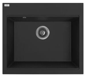 Laveo Tau, 1 rekeszes gránit mosogató 570x500x215 mm, fekete, LAV-SBT_710B