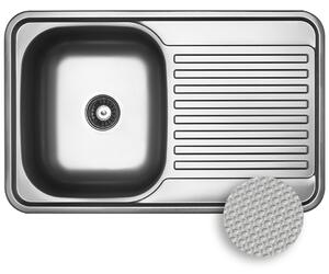 Kuchinox Faro, 1 rekeszes rozsdamentes mosogató 780x480x185 mm, rovátkolt felület, acél, LAV-SKH_311T