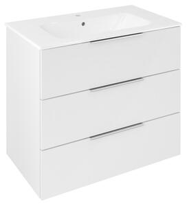 Sapho Sapho, CIRASA mosdószekrény 79,8x75x46cm, 3 fiókkal, fehér fényes, CR831-3030