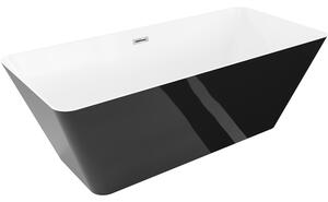 Mexen Velo Slim, szabadon álló kád 170 × 75 cm, fehér-fekete, 52811707575-SS