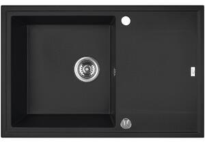 Laveo Megalo, 1 rekeszes gránit mosogató 780x500x185 mm, fekete, LAV-SBE_711B