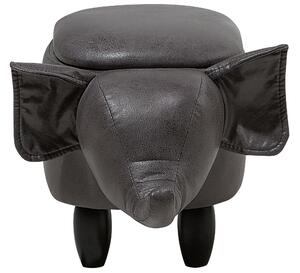 Sötétszürke műbőr állatos puff 70 x 35 cm ELEPHANT
