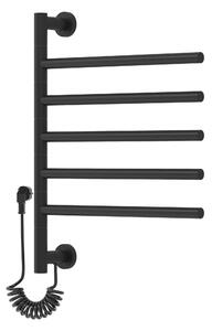 Gamma Awry, elektromos fürdőszobai radiátor forgókarokkal 516x622 mm, 75W, fekete, GMA-AWRY-622516-BK