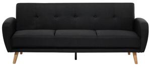Háromszemélyes fekete kárpitozott kanapéágy FLORLI