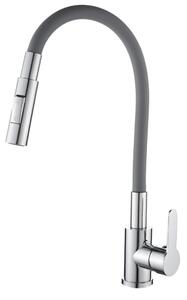 Gamma Flex 4000, álló mosogatócsaptelep flexibilis karral, 2 funkciós kifolyóval, szürke-króm, GMA-BFX-4000G