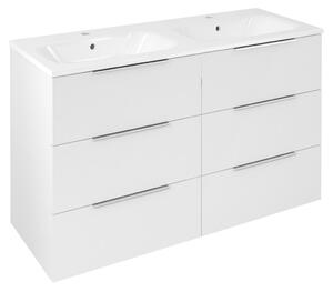 Sapho Sapho, CIRASA mosdószekrény 118.4x75x46cm, 3 fiókkal, fehér fényes, CR121-3030-31