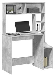 VidaXL betonszürke szerelt fa íróasztal polcokkal 100x45x140 cm