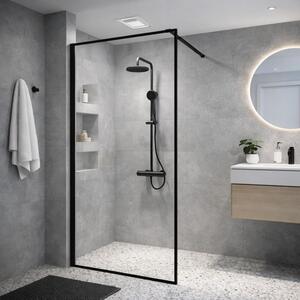 Erga Paris, Beépíthető zuhanykabin 50x200 cm, fekete keretben, 8 mm-es átlátszó üveg, fekete profil, ERG-V02-PARIS-050x200-BF