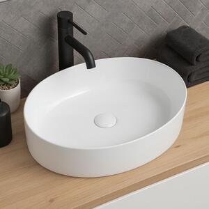 Erga Oval, pultra szerelhető mosdó 550x400x140 mm, fényes fehér, ERG-V03-OVAL55-WH