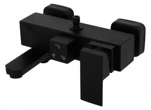 Erga Cube, zuhanycsaptelep kádtöltővel és felső zuhanyoszlop-csatlakozással, 150 mm, matt fekete, ERG-YKA-BW.CB-BLK