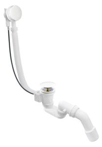 Erga Pureline, kád lefolyó- és túlfolyógarnitúra, 650 mm hosszú, bowden, fényes fehér, ERG-V08-PURELINE-SIPHON60-WH