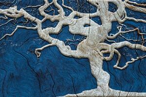 Öntapadó tapéta absztrakt fa kék háttéren