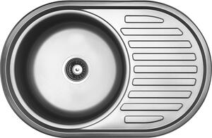 Kuchinox Faro, 1 rekeszes rozsdamentes mosogató 770x500x180 mm csepegtetővel, acél, LAV-SKH_081T