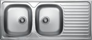 Kuchinox Orion, 2 rekeszes rozsdamentes mosogató csepegtetővel 1160x500x155 mm, sima felület, acél, LAV-SKO_021T