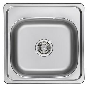 Kuchinox Standard, 1 rekeszes rozsdamentes mosogató 475x475x180 mm, sima felület, acél, LAV-SKS_010T