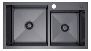 Erga HD, 2 rekeszes acél mosogató 780x450x210 mm, grafit, ERG-MLS-HD7845B