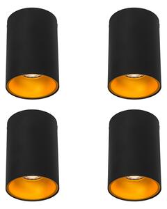 4 darabos modern spotlámpa szett fekete arany GU10 50mm - Deep