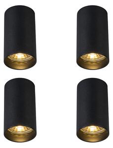 4 darabos modern, felületre szerelhető spotlámpa szett fekete 5,5 cm GU10 50 mm - Tuba