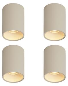 4 darabos modern bézs színű, felületre szerelhető spotlámpa készlet GU10 50mm kerek - Deep