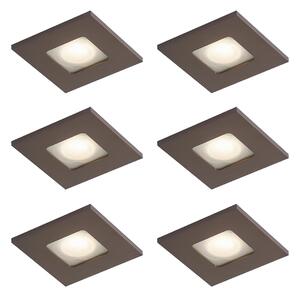 6 darabos modern süllyesztett spotlámpa szett sötét bronz négyzet alakú IP44 - Qure