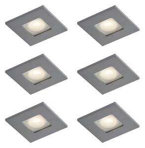 6 darabos modern, szögletes, gunmetal színű, süllyesztett spotlámpa szett IP44 - Qure