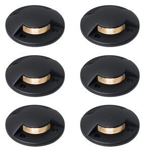 6 darabos modern fekete talajba süllyeszthető spotlámpa készlet GU10 50mm 2-fény effektus IP65 - Cellar