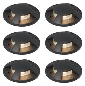 6 darabos modern fekete GU10 50 mm-es 4 fényhatású IP65-ös talajba süllyeszthető spotlámpa készlet - Cellar