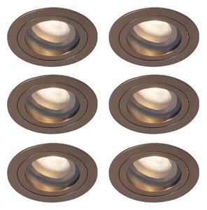 6 darabos modern süllyesztett spotlámpa készlet sötét bronz színben, forgatható és dönthető IP44 - Chuck