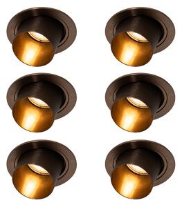 6 darabos modern süllyesztett spotlámpa készlet sötét bronz kerek dönthető - Installa
