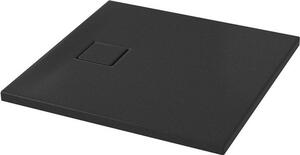 Cersanit Tako Slim, négyzet alakú akril zuhanytálca 80x80x4 cm + fekete szifon, fekete, S932-165
