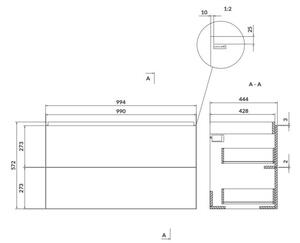 Cersanit Larga, falra szerelhető mosdószekrény 100cm, fehér fényes, S932-076