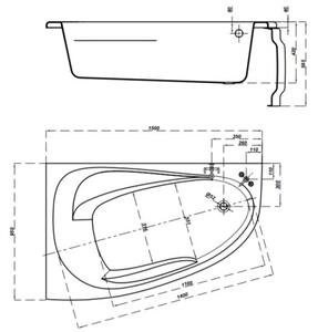 Cersanit Joanna New, sarokkád bal 150x95cm, fehér, S301-167