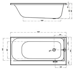 Cersanit Smart, akril kád 160x80cm jobb, fehér, S301-118