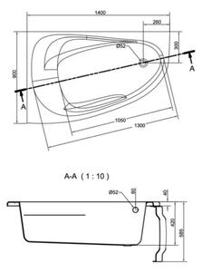 Cersanit Joanna New, sarokkád bal 140x90cm, fehér, S301-165