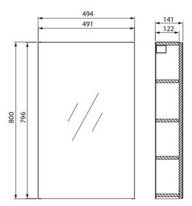 Cersanit City, tükörszekrény 50x14x80 cm, fehér, S584-023-DSM