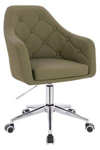 HR831K Khaki Műbőr Premium Soft szék Krómozott lábbal