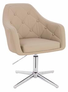 HR831CROSS Krémszínű Műbőr Premium Soft szék Krómozott lábbal