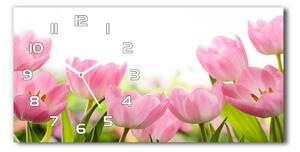 Vízszintes üvegóra Rózsaszín tulipánok