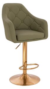 HR831W Khaki Műbőr Premium Soft szék Arany lábbal